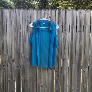 Mediums blue sheer vest by vanity